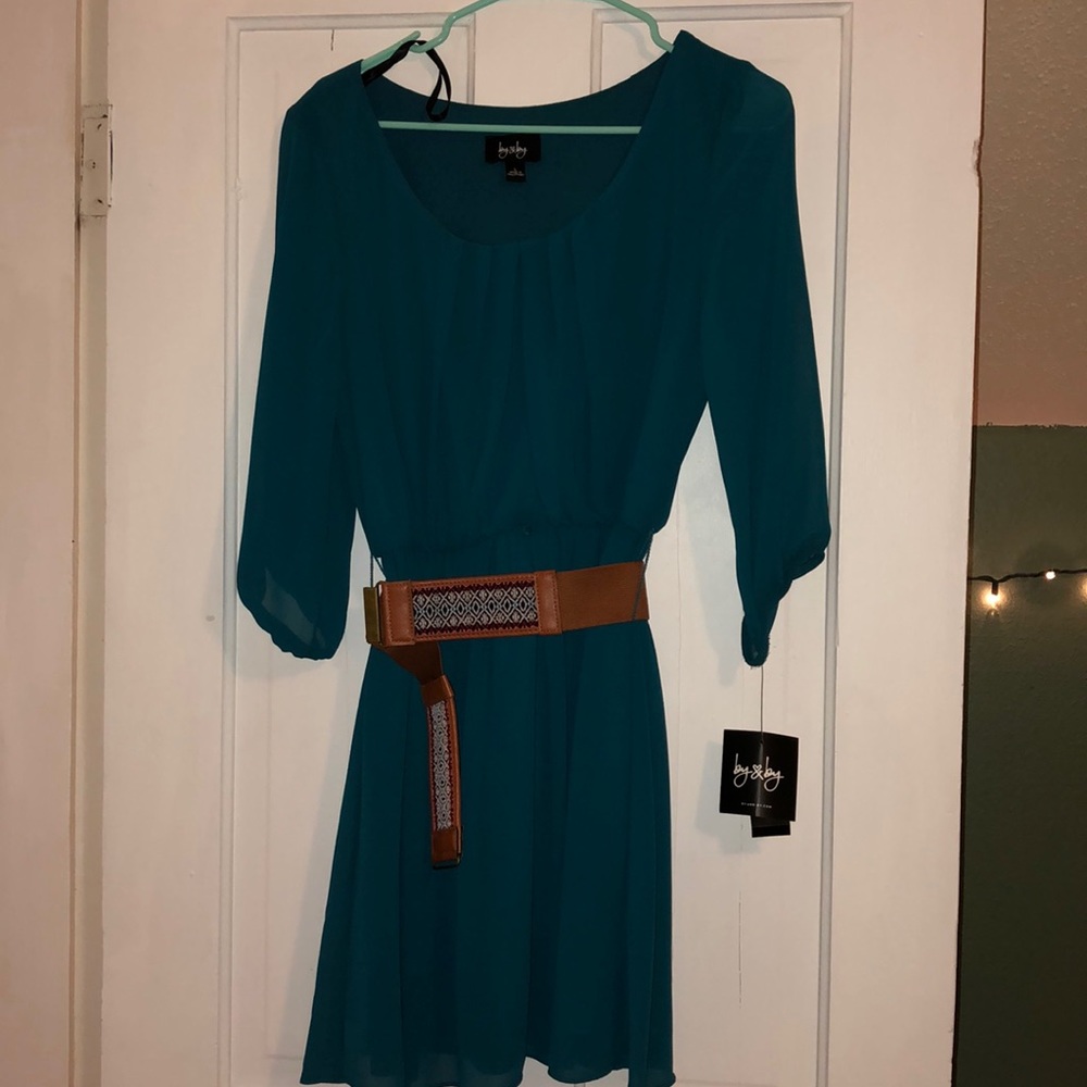 Blue 3/4 Arm Length Dress